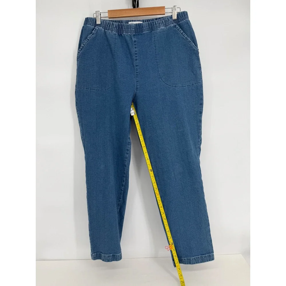 Croft & Barrow Womens Plus Sz 1X Short Blue Elastic Waist Pull On Denim Jeans